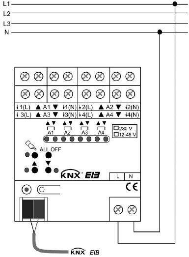 Gira 103900 Jalousieaktor 4-fach 230V AC/12-48V DC mit Handbetätigung