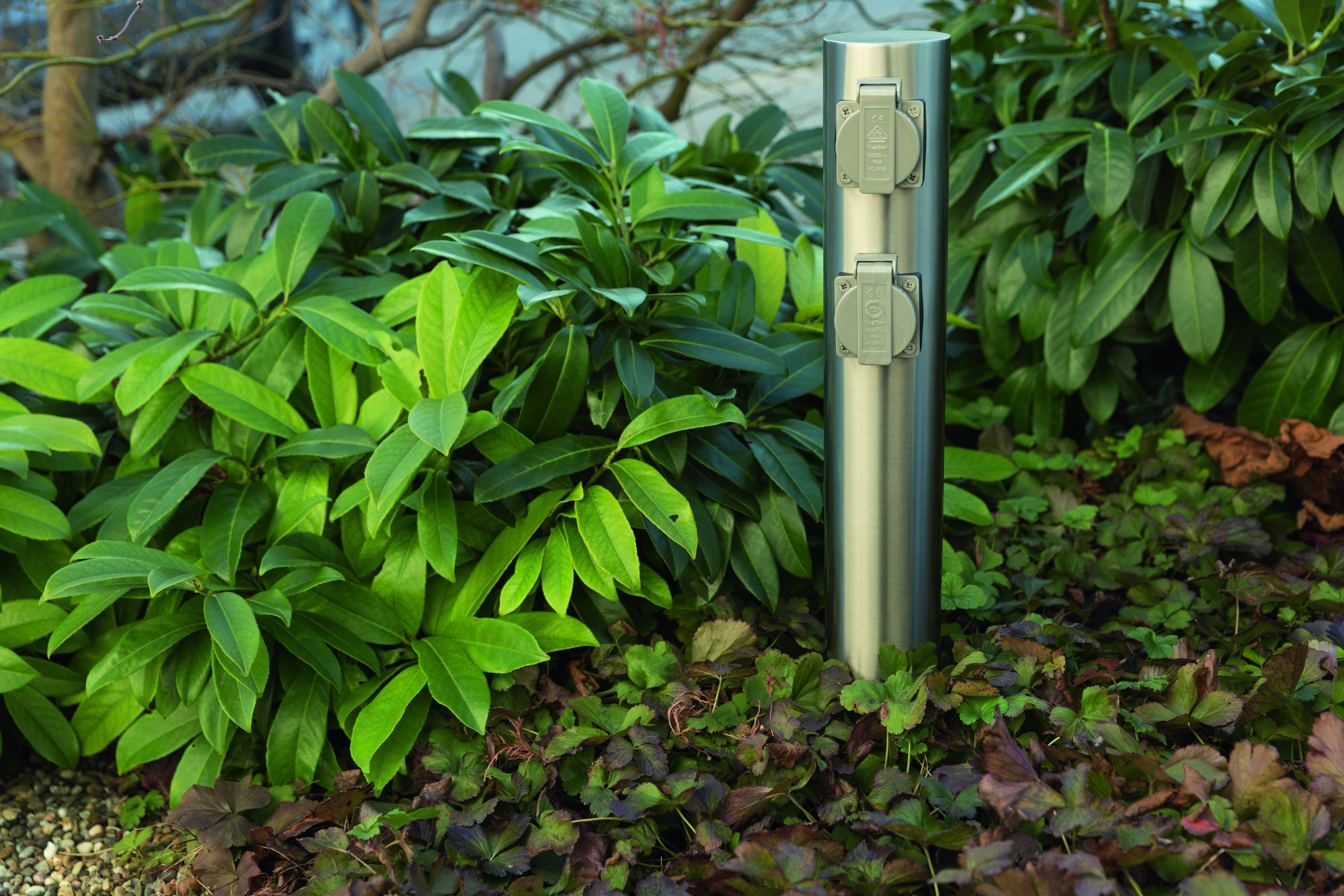 Heitronic 35104 Energieverteiler TOKIO, rund, 4-fach, IP44, Höhe 450 mm, edelstahl