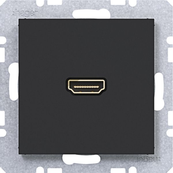 Hager WAF4379BM High Definition Steckdose HDMI, A.x/C.x, nachtschwarz matt