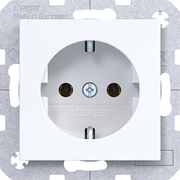 Hager WAS1100WG Schutzkontaktsteckdose, Steckklemmen, A.x/C.x, lichtweiß glänzend