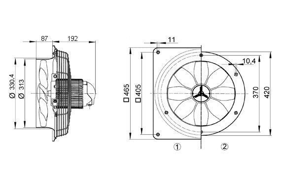 Maico EZS 30/2 B Axial-Wandventilator mit Stahlwandring, 350W