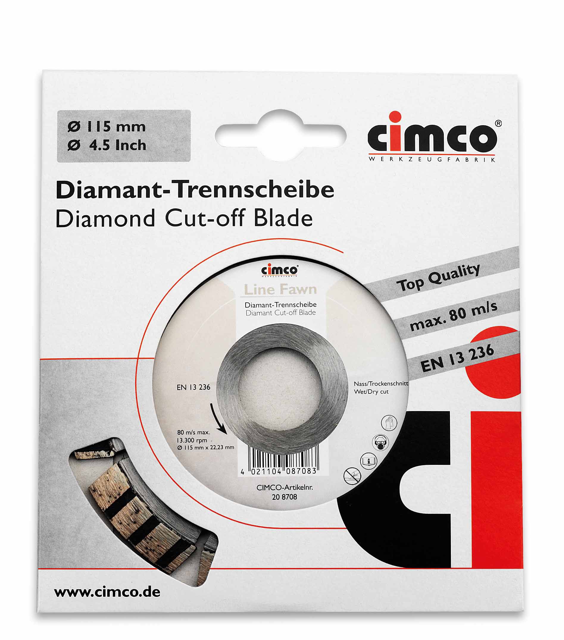 Cimco 20 8708 Diamant-Trennscheibe Line Beige, für Beton und Sandstein, Scheiben Ø 115 mm