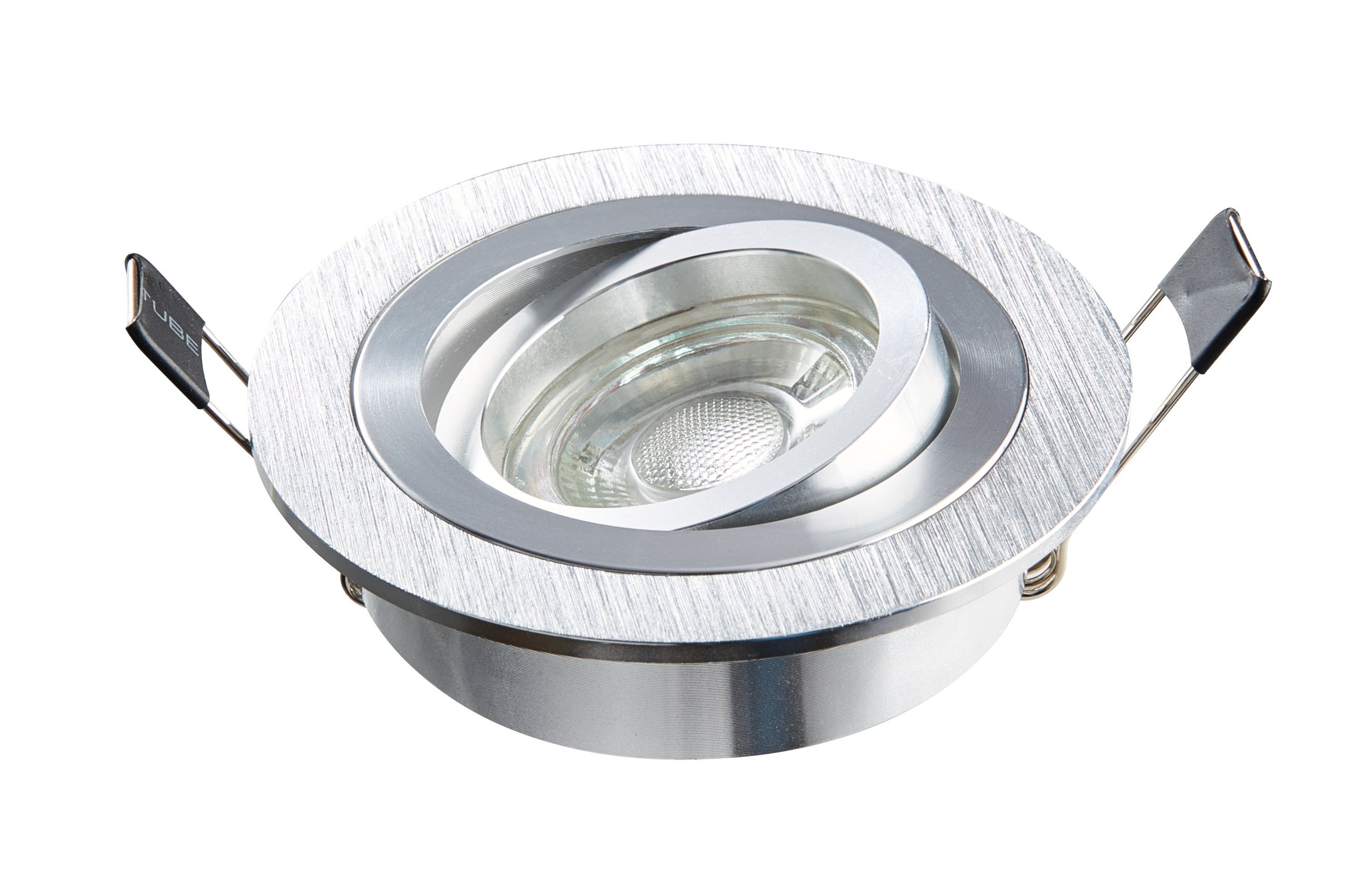 Heitronic 500591 Einbaufassung, rund, GU5,3 und GU10, max. 8 W, schwenkbar, Aluminium gebürstet