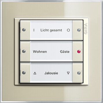Gira 213301 Wippenset 3-fach mit Beschriftungsfeld, System 55, Klar/cremeweiß glänzend