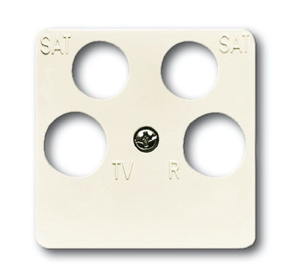 Busch-Jaeger 1743/10-04-212 Zentralscheibe TV/SAT, 4-fach für Antennensteckdose der Fa. Ankaro, 50 x 50 mm, weiß glänzend, Busch-Duro 2000 SI