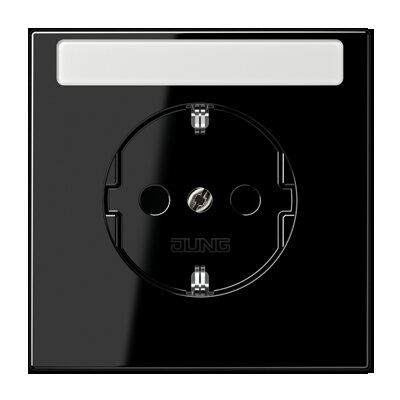 Jung LS1520NASW Schutzkontakt-Steckdose, 16 A 250 V ~, mit Schriftfeld, Duroplast, Serie LS, schwarz