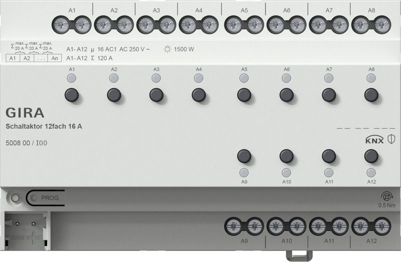 Gira 500800 Schaltaktor 12-fach 16 A für KNX