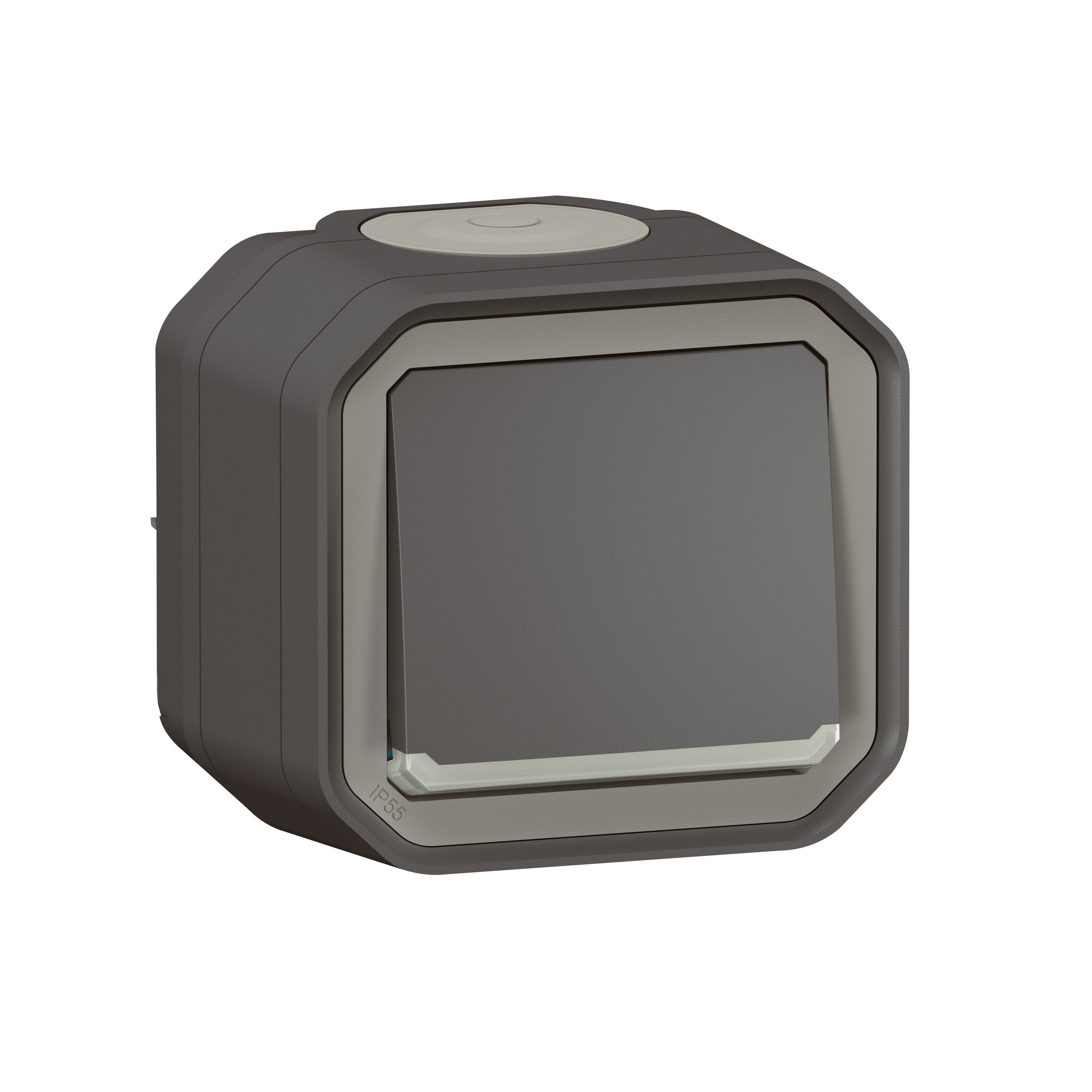 Legrand 069736L Plexo New Feuchtraum-Aufputz Wechselschalter beleuchtet 10 AX, anthrazit
