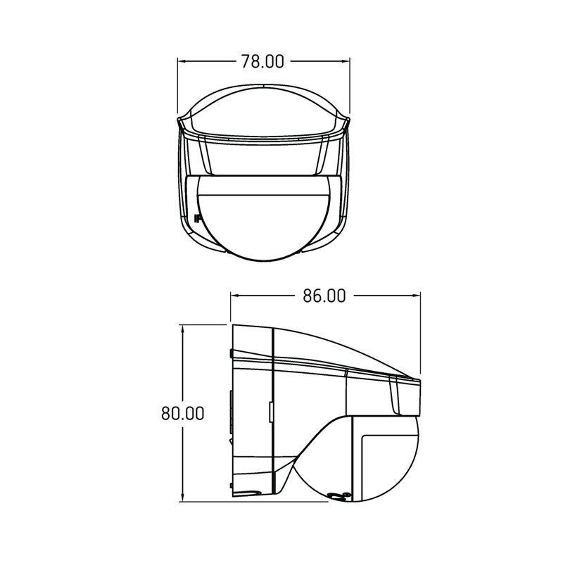 Theben 1030206 PIRA TO AP Bewegungsmelder (PIR) für die Wandmontage im Außenbereich, Halbrunder Erfassungsbereich 180°, Durchmesser 10 m, Unterkriechschutz, Exit-On, 200 W LED