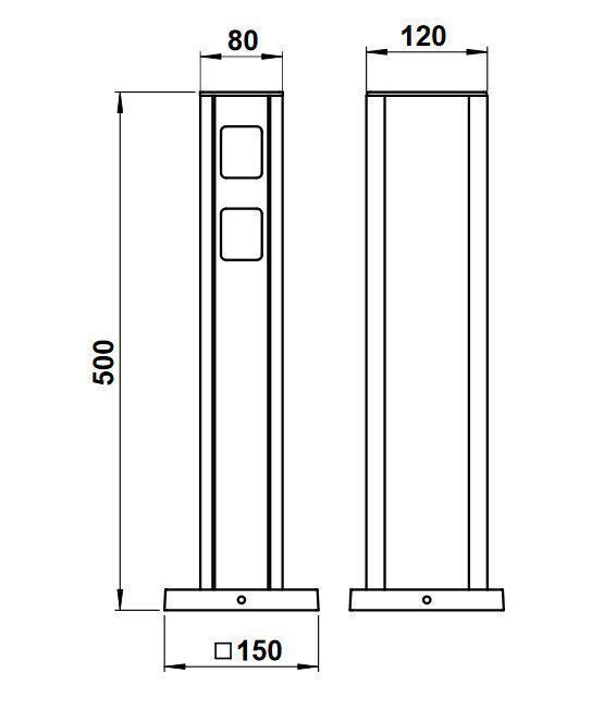 Albert 662106 Steckdosensäule mit 4 Steckdosen, Höhe 500mm, schwarz