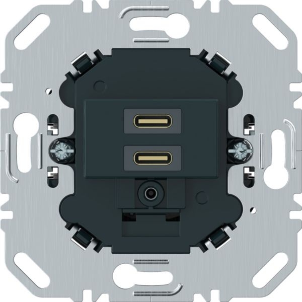 Berker 270415 USB-Ladesteckdose, C-C, 20 W, eckig, Unterputz, anthrazit matt