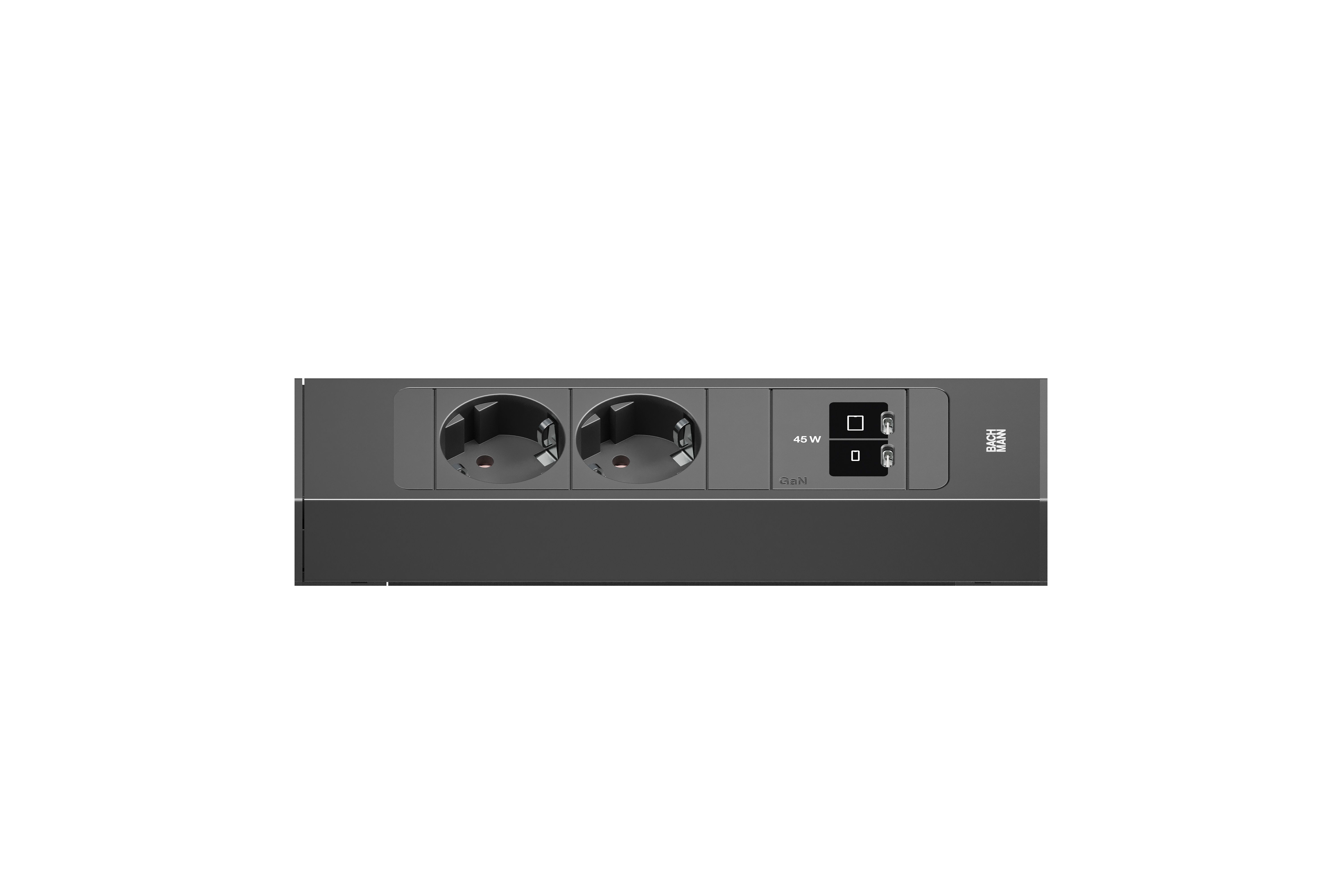 Bachmann BM0023176 Steckdosenleiste CASIA 2 Kurz, 2x Schutzkontaktsteckdose, 1x USB C/C 45W, 2,0 m Aderendhülsen und beigelegter Montagestecker, schwarz