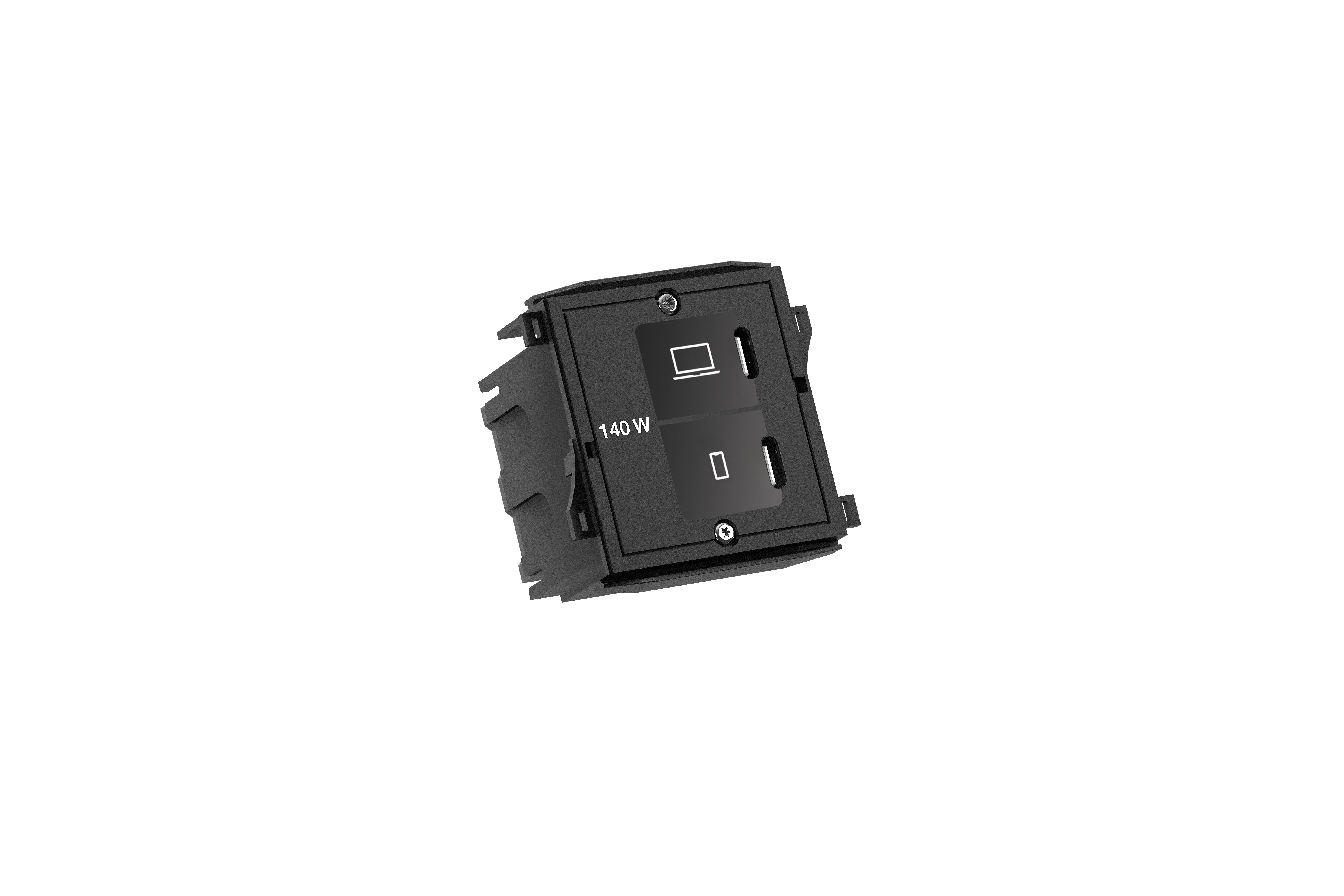 Bachmann BM0021867 Custom Module Bundle, USB C/C/C 140 W, 1,0 m Schutzkontaktstecker, inklusive Verbindungskabel USB 2.0, schwarz