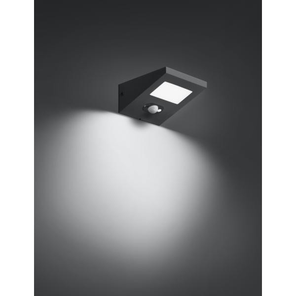 Brumberg 65291103 ARGUS LED-Solarwandanbauleuchte, 1,4 W, 3.000 K, IP54, schaltbar, strukturgraphit