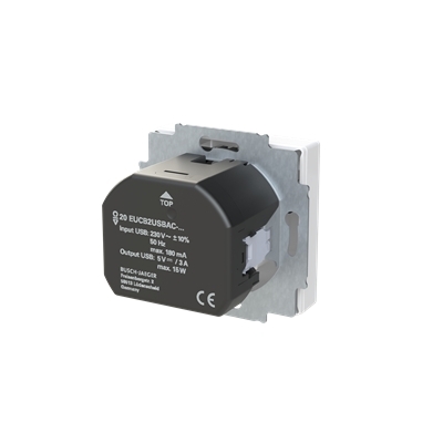 Busch-Jaeger 20 EUCB2USBAC-884 Schutzkontakt-/USB-A+C Steckdose Safety+, mit Befestigungskrallen, studioweiß matt, Plattform 63