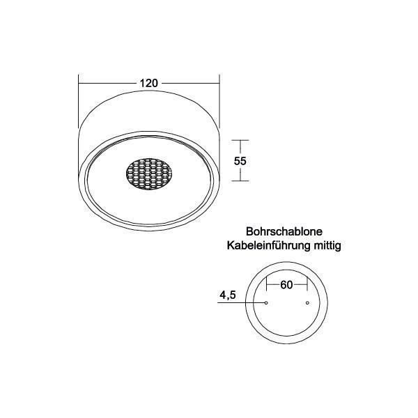 Brumberg 12066173 LED-Anbaudownlight 230 V AC, 50 Hz, 12,2 W (direkt), 2 W (indirekt), 36°, 3000 K, weiß