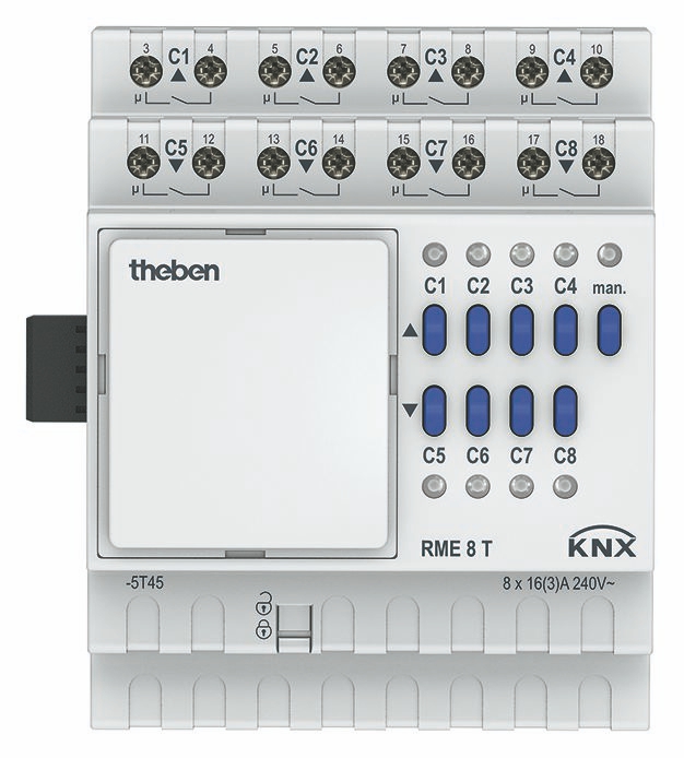 Theben 4930205 RME 8 T KNX Schalt-/Jalousieaktor 4/8-fach, Erweiterungsgerät