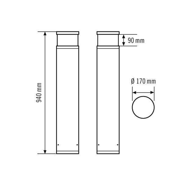 ESYLUX EL10820205 Pollerleuchte DALI-Bus 16W, 3000K