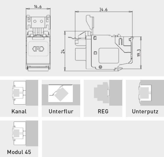 Rutenbeck 13900308 Universalmodul Cat.8.1/Class I, geschirmt