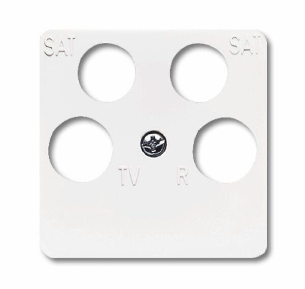 Busch-Jaeger 1743/10-04-214 Zentralscheibe TV/SAT, 4-fach für Antennensteckdose der Fa. Ankaro, 50 x 50 mm, alpinweiß glänzend, Reflex SI