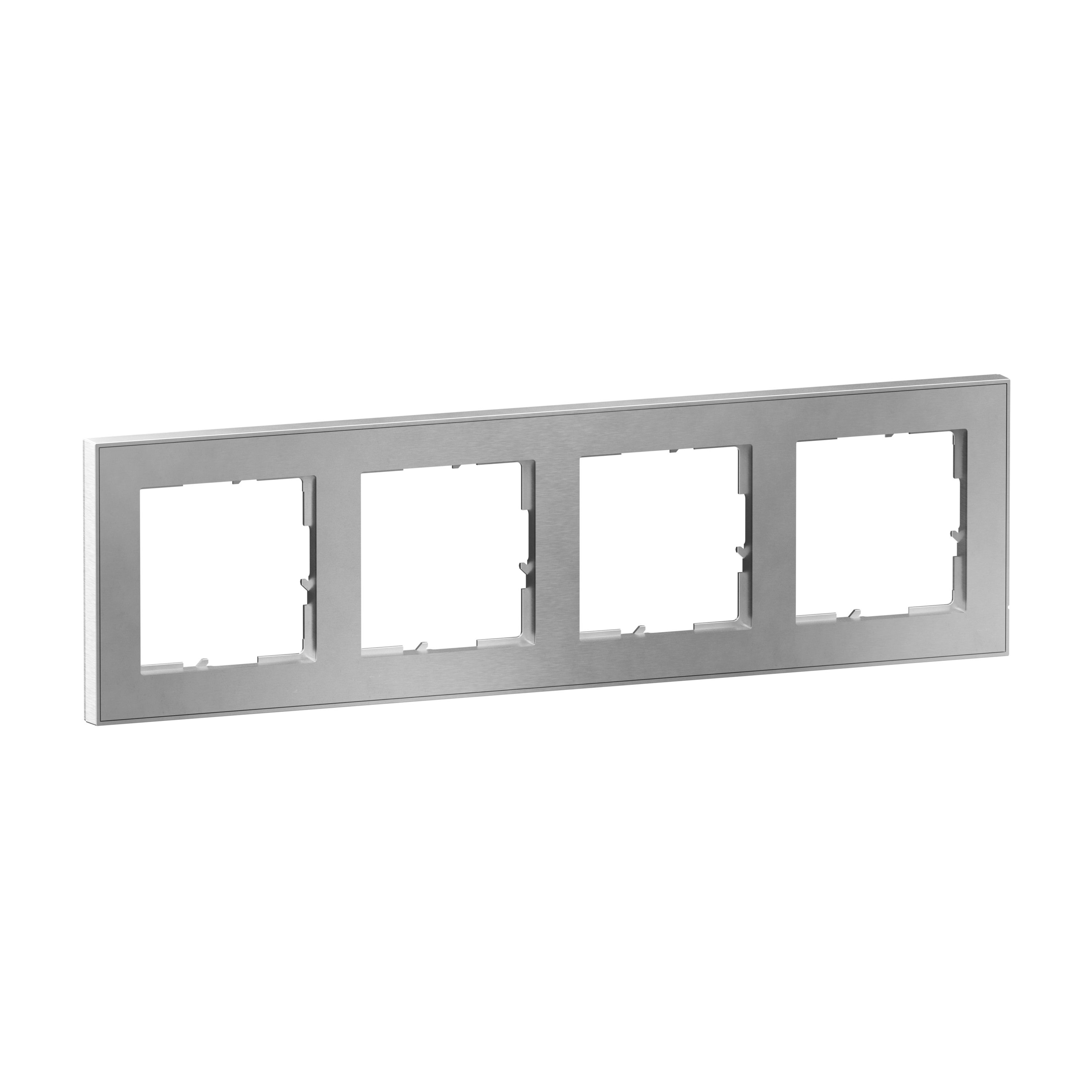 Legrand 765394 SEANO+ 4-fach Rahmen mit Echtmaterialoberfläche, Farbausführung: Brushed Steel