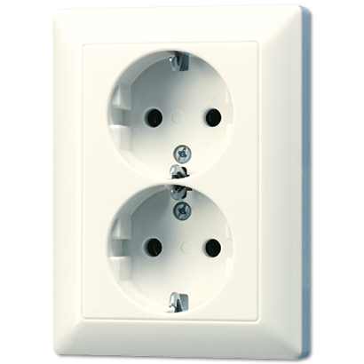 Jung AS5020KIU Schutzkontakt-Zwei-fach-Steckdose, 16 A 250 V ~, SAFETY+, Duroplast, Serie AS, weiß