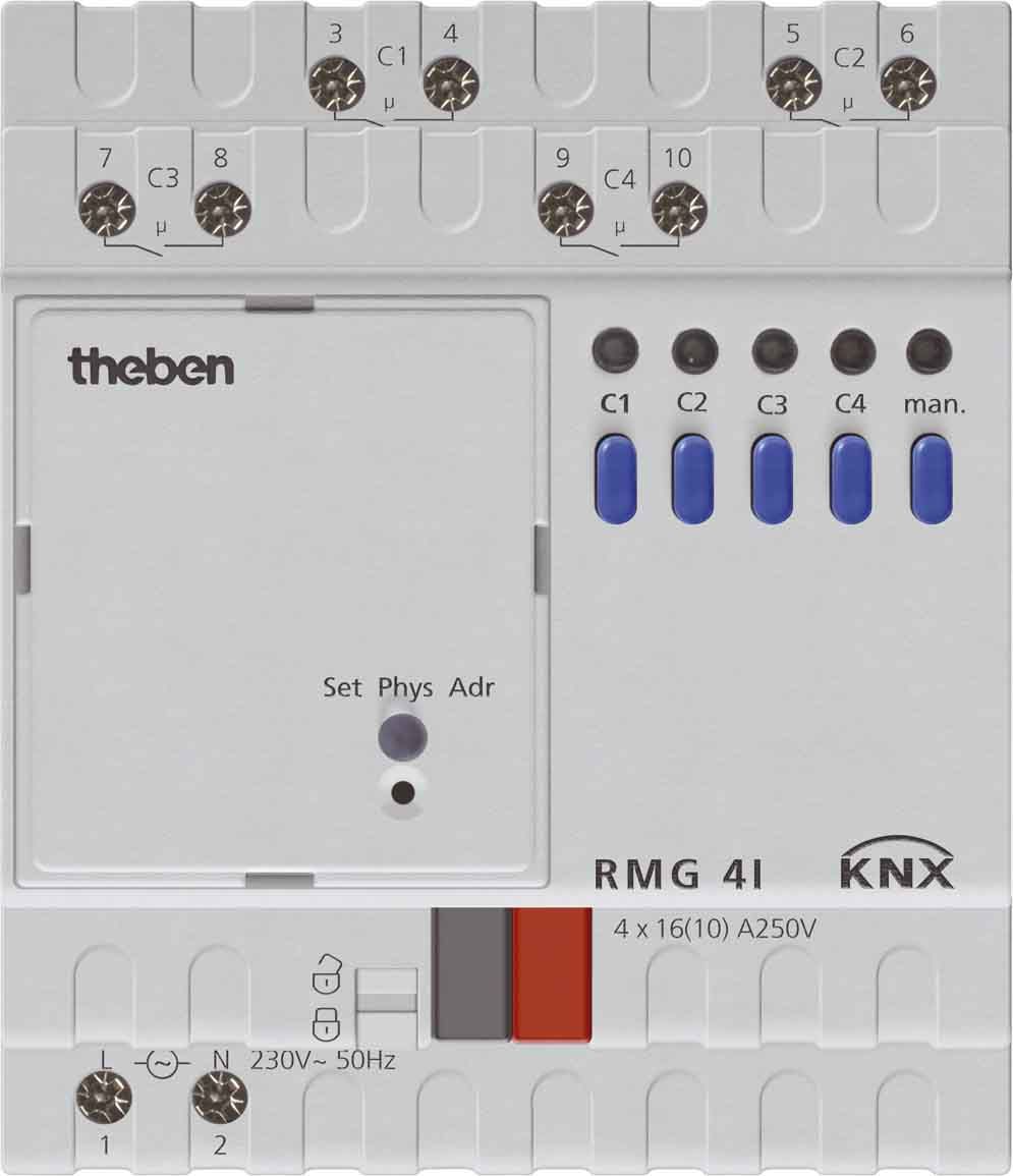 Theben 4930210 RMG 4 I KNX Schaltaktor 4-fach, C-Last, Grundgerät