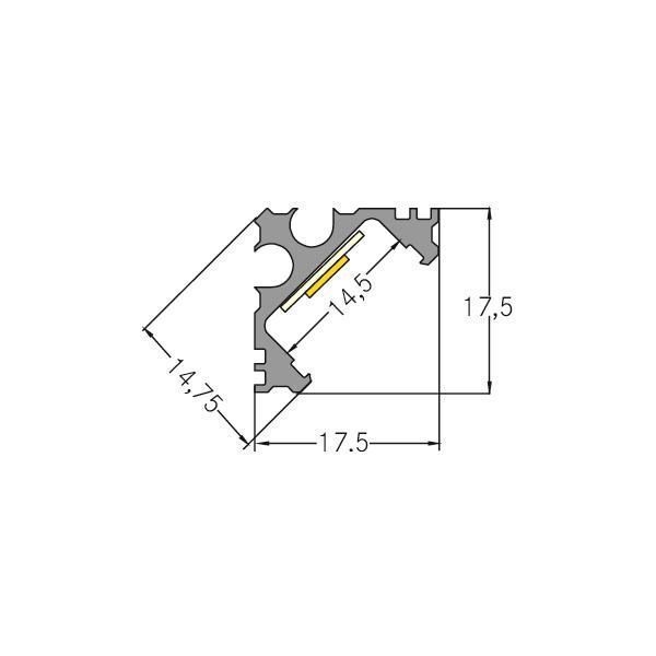 Brumberg 53703260 LED-Anbau-Eckprofil,  2000 x 17,5 x 17,5 mm, aluminum