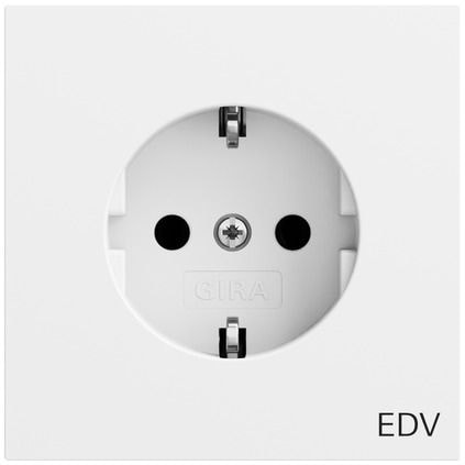 Gira 445872 Schutzkontakt-Steckdose mit Aufdruck "EDV", System 70, reinweiß seidenmatt (lackiert)