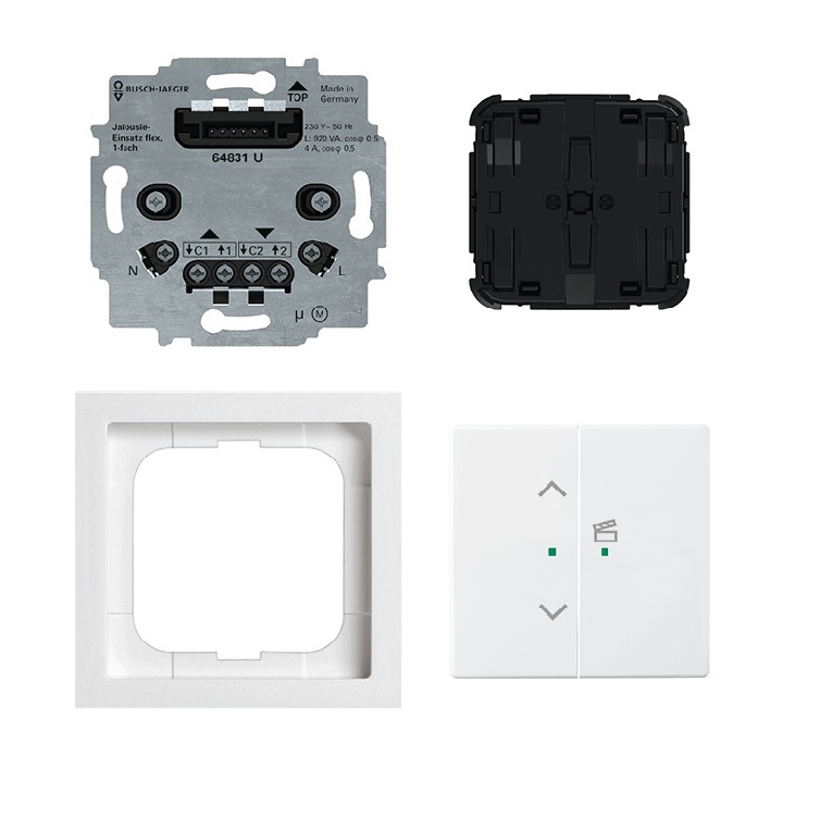 Busch-Jaeger 62731/UJ-84-WL Jalousie-Einsatz flex, 1-fach Komplettset mit 2-fach Bedienelement, Wireless, Set, studioweiß glänzend, future linear