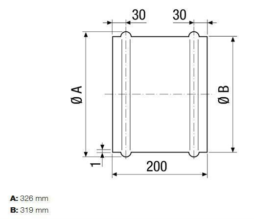 Maico VH 30 Wandhülse für Ventilator mit Nennweite 300, Stahlblech