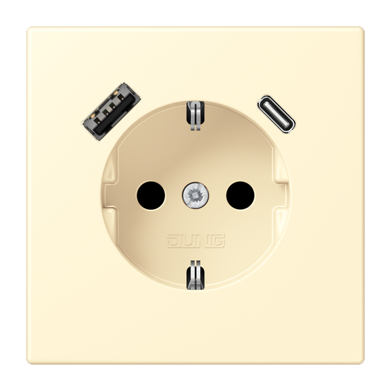 Jung LC152015CA201 Schutzkontakt-Steckdose mit USB-Ladegerät Typ AC, Safety+, Les Couleurs® 32001, blanc
