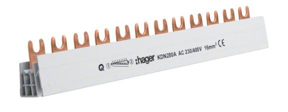 Hager KDN280A Phasenschiene 80A 2P 16mm² 12 Module