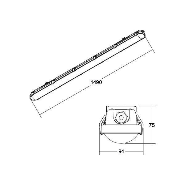 Brumberg 78115114 LED-Feuchtraum-Wannenleuchte HUMID ONE PRO 1490 mm, rechteckig, 4000 K, 55 W, 7.100 lm, DALI dimmbar