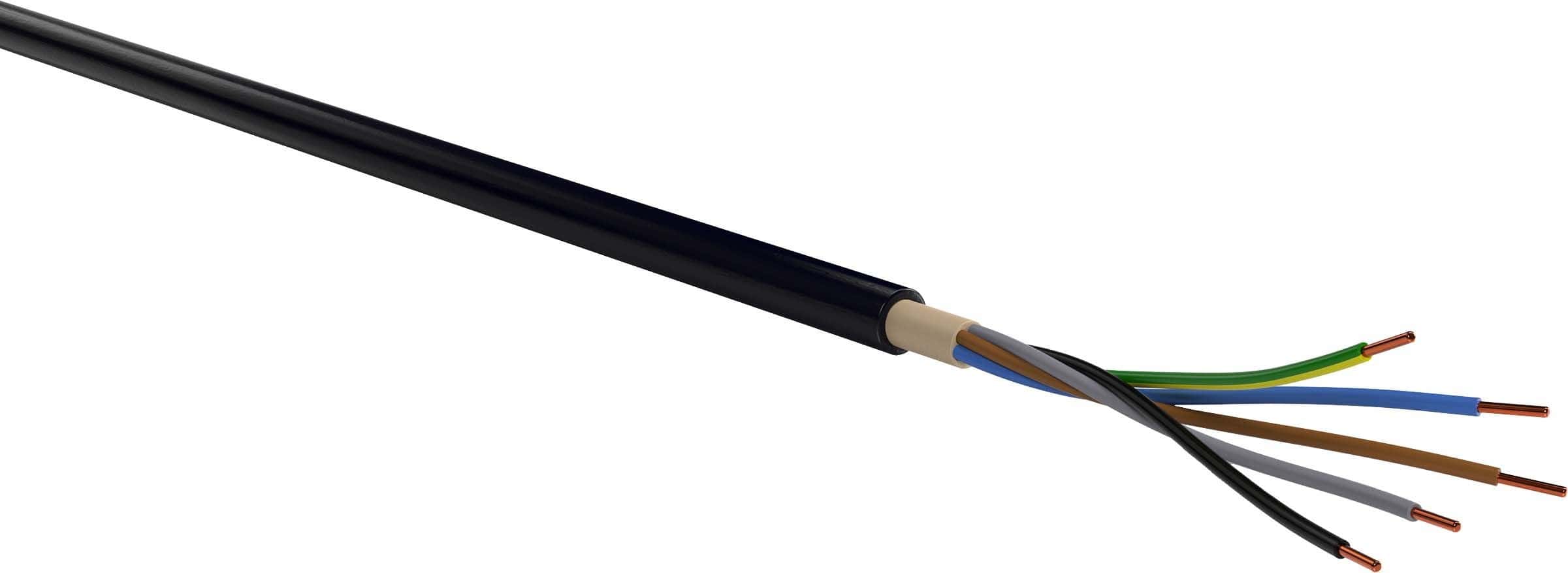 Erdkabel NYY-J 5x16 mm², eindrähtig, Schnittware, schwarz
