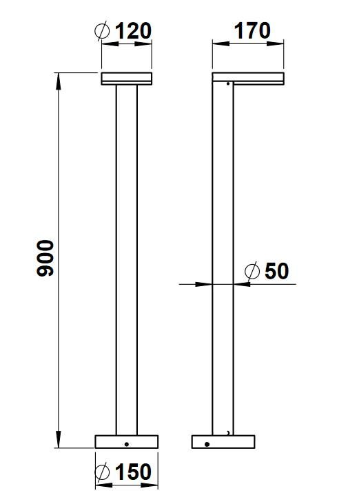 Albert 662230 LED-Wegeleuchte, 10W, Höhe 0,9m, schwarz
