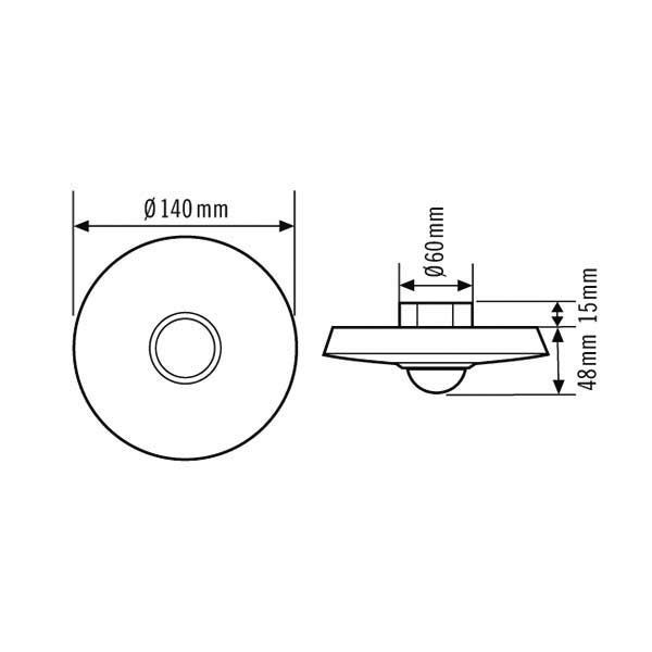ESYLUX ESYLUX Decken-Präsenzmelder UP, 360 Grad PD 360i/8 ws