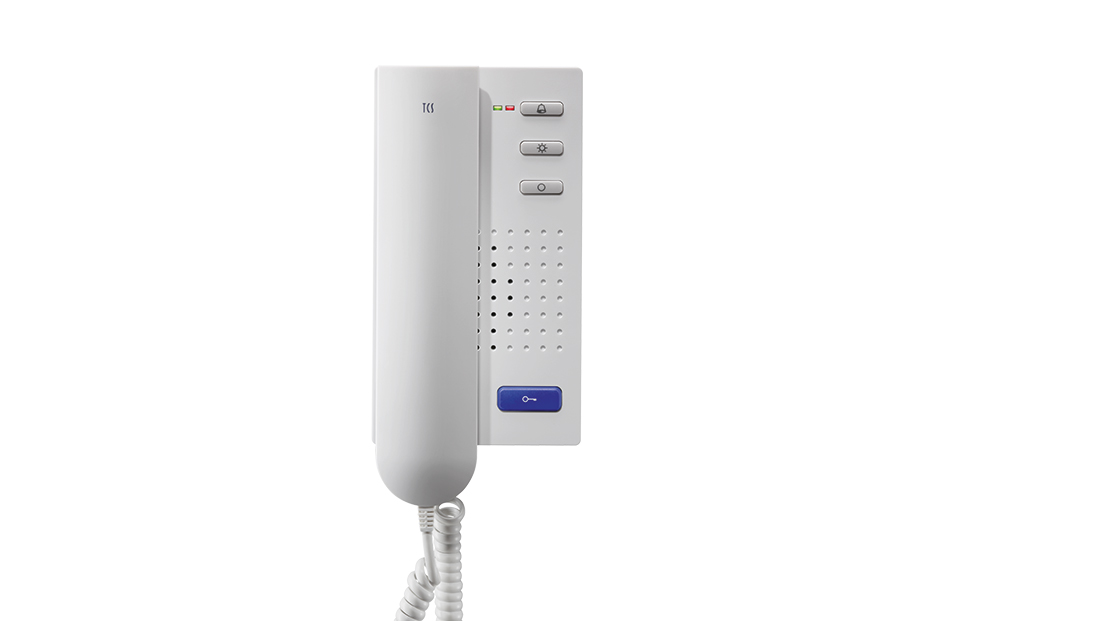 TCS ISH3030-0140 Standard-Innenstation mit Hörer, Türöffner, Lichttaste, Internruf, Mithörsperre, 13 Ruftöne