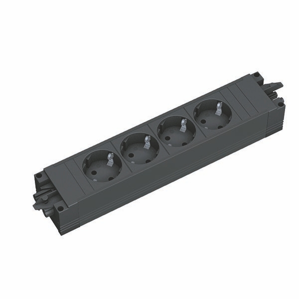 Bachmann 906.18819 Modulare Steckdosenleiste STEP BASE, 4x Schutzkontaktsteckdose, GST18, schwarz
