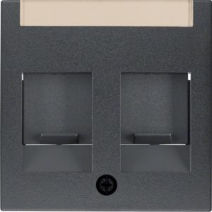 Berker 11811606 Zentralstück mit 2 Staubschutzschiebern und Beschriftungsfeld, S.1/B.3/B.7, anthrazit matt