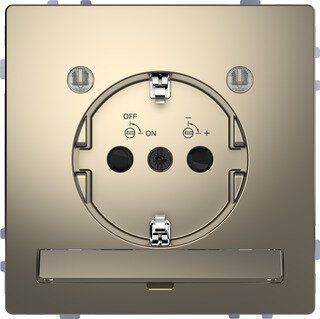 Merten MEG2304-6050 Schutzkontakt-Steckdose mit Lichtauslass, LED-Beleuchtungs-Modul, Berührungsschutz, Steckklemmen, System Design, Nickelmetallic