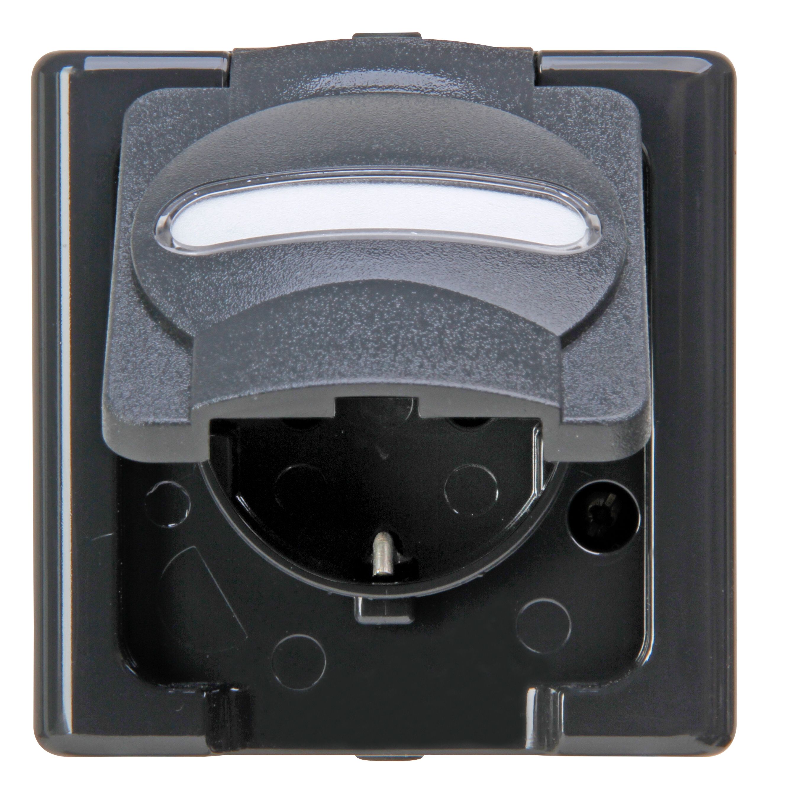 Kopp 103315007 Blue Elec. Schutzkontakt-Steckdose mit Deckel Aufputz IP44, anthrazit