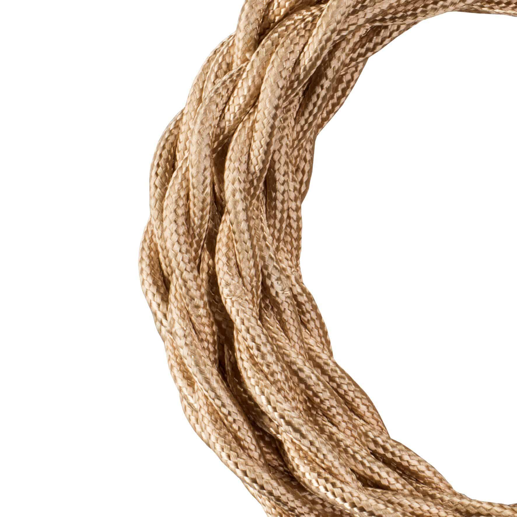 BAILEY 140316 Textilkabel 2x0,75mm², gedreht, Länge 3m, champagner metallic
