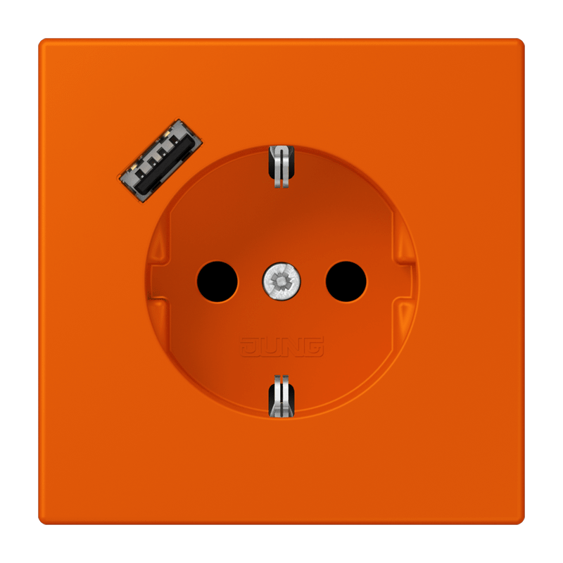 Jung LC152018A260 Schutzkontakt-Steckdose mit USB-Ladegerät Typ A, Safety+, Les Couleurs® 4320S, orange vif