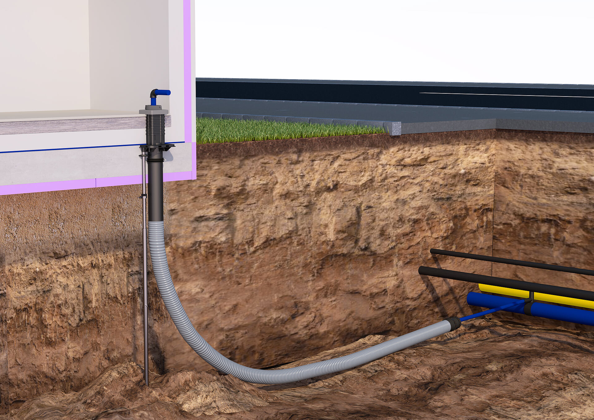 Hauff ESH Basic FUBO BHP 3m Einsparten-Bauherrenpaket für Gebäude ohne Keller, 3030474697, Einführen und Abdichten von Versorgungsleitungen (Strom, Wasser, Telekommunikation oder Gas)