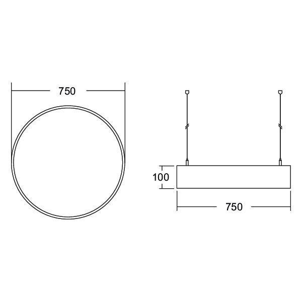 Brumberg 13601174 LED-Pendel-Flächenleuchte, 4000 K, 70 W, Ø750mm, Betriebsgerät schaltbar, weiß