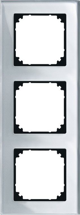 Merten 489360 Echtglasrahmen 3-fach, M-PLAN, Diamantsilber