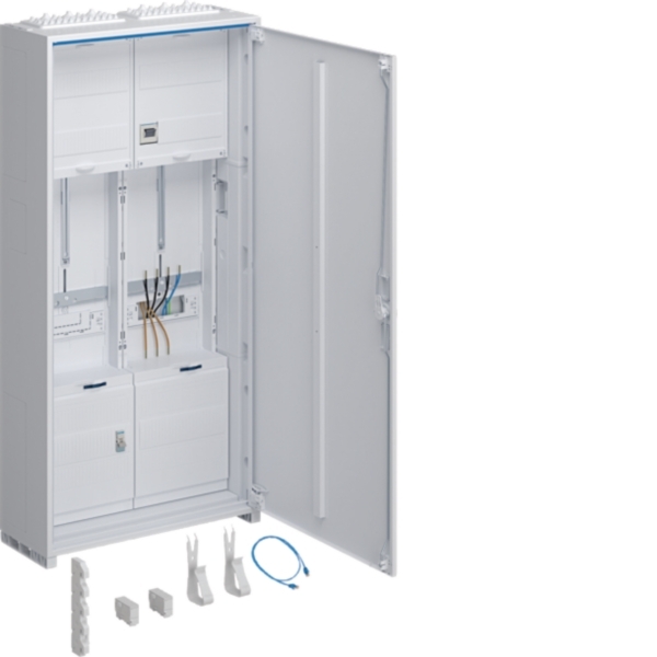 Hager ZB322U19LST universZ Komplettschrank, 1-stöckig, 1 Zählerplatz, 63 A, IP44, 2 Felder, 1100 x 550 x 205 mm, 3-Punkt-Befestigung