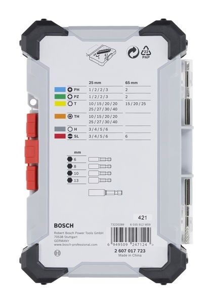 Bosch 2607017723 Bit-Set 43-teilig mit Magnethalter