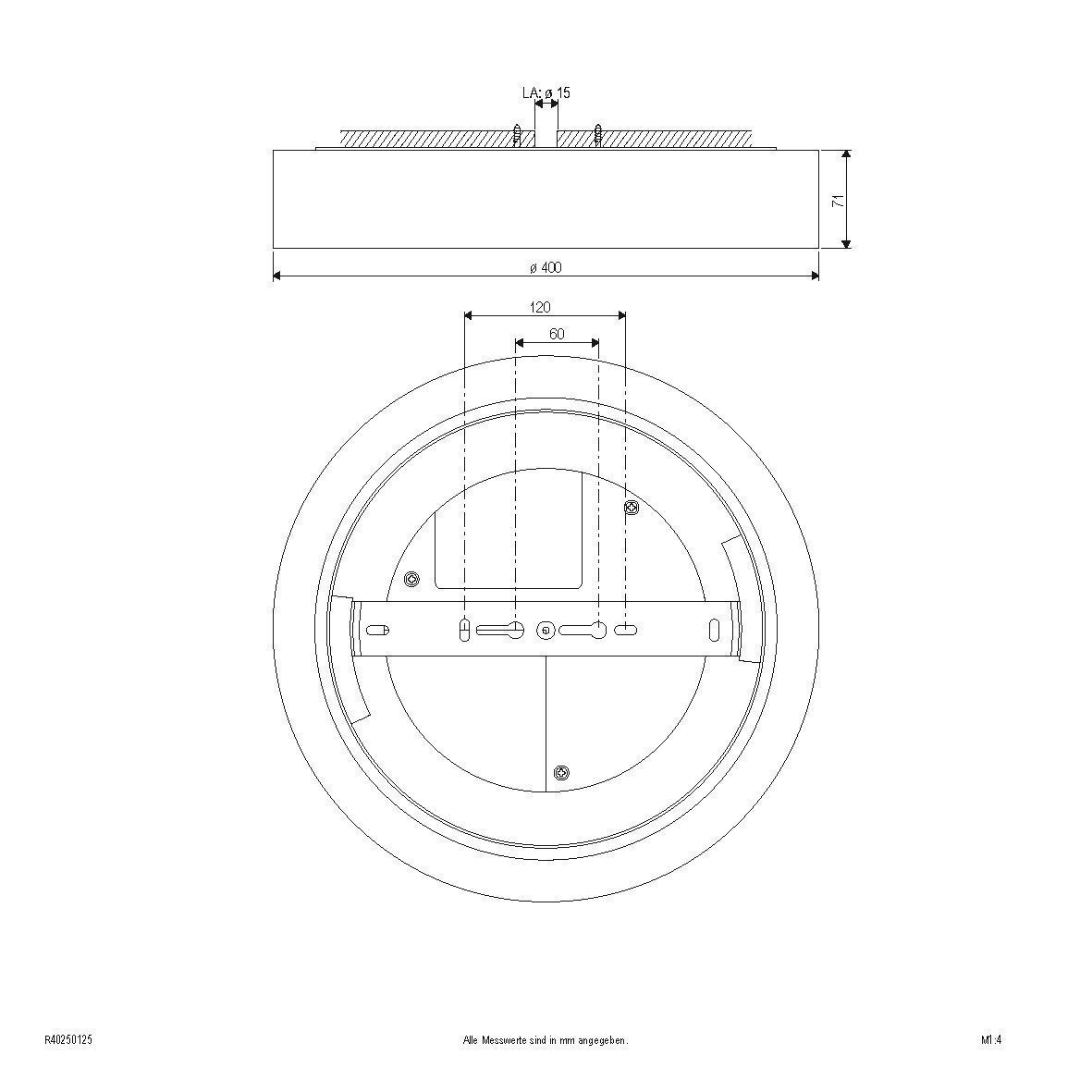 EVN R40250125 LED Anbauleuchte rund, weiß, IP54, 25W,3000 bis 5700K, 1950m, 2150lm, Switch f. Lichtfarbe